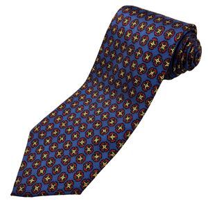 Vintage Polo by Ralph Lauren Silk Tie Blue with Red Gold Geometric Pattern